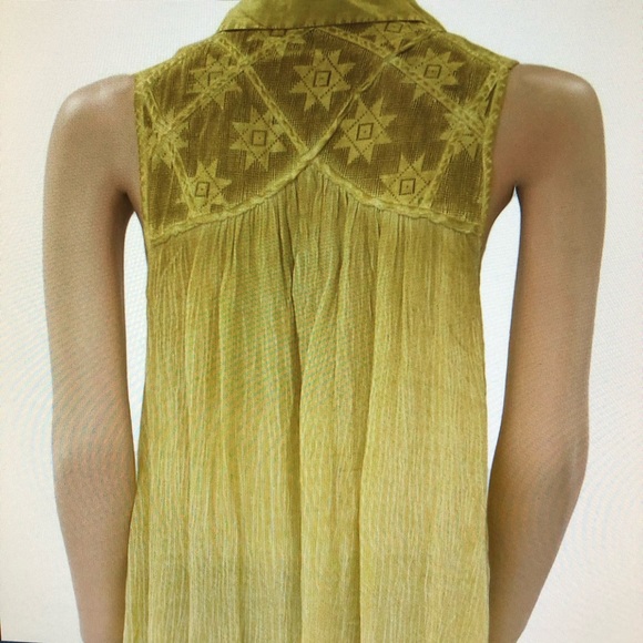 Free People Yellow Gause Acid Wash Tunic Tie Dye - Picture 4 of 7